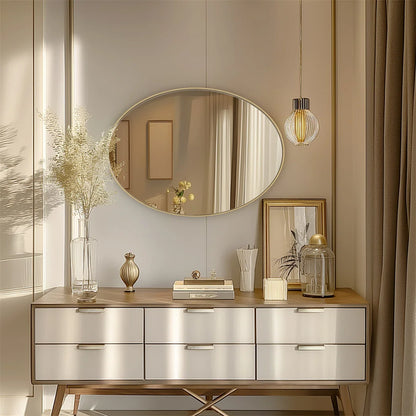 Brushed Gold Oval Mirror