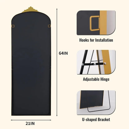 Elegant Gold Arched Full-Length Mirror