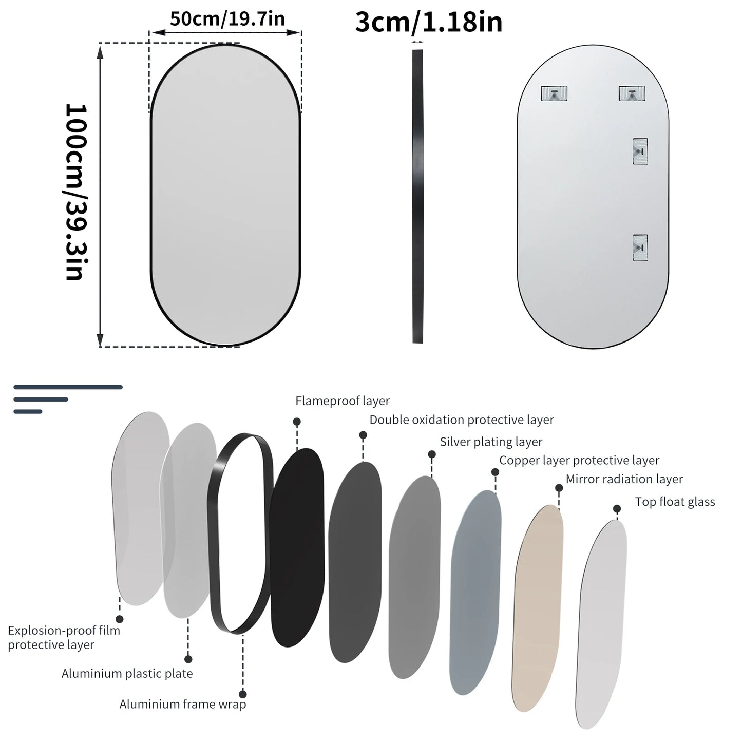 Modern Oval Black Bathroom Mirror
