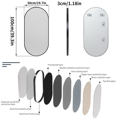 Modern Oval Black Bathroom Mirror