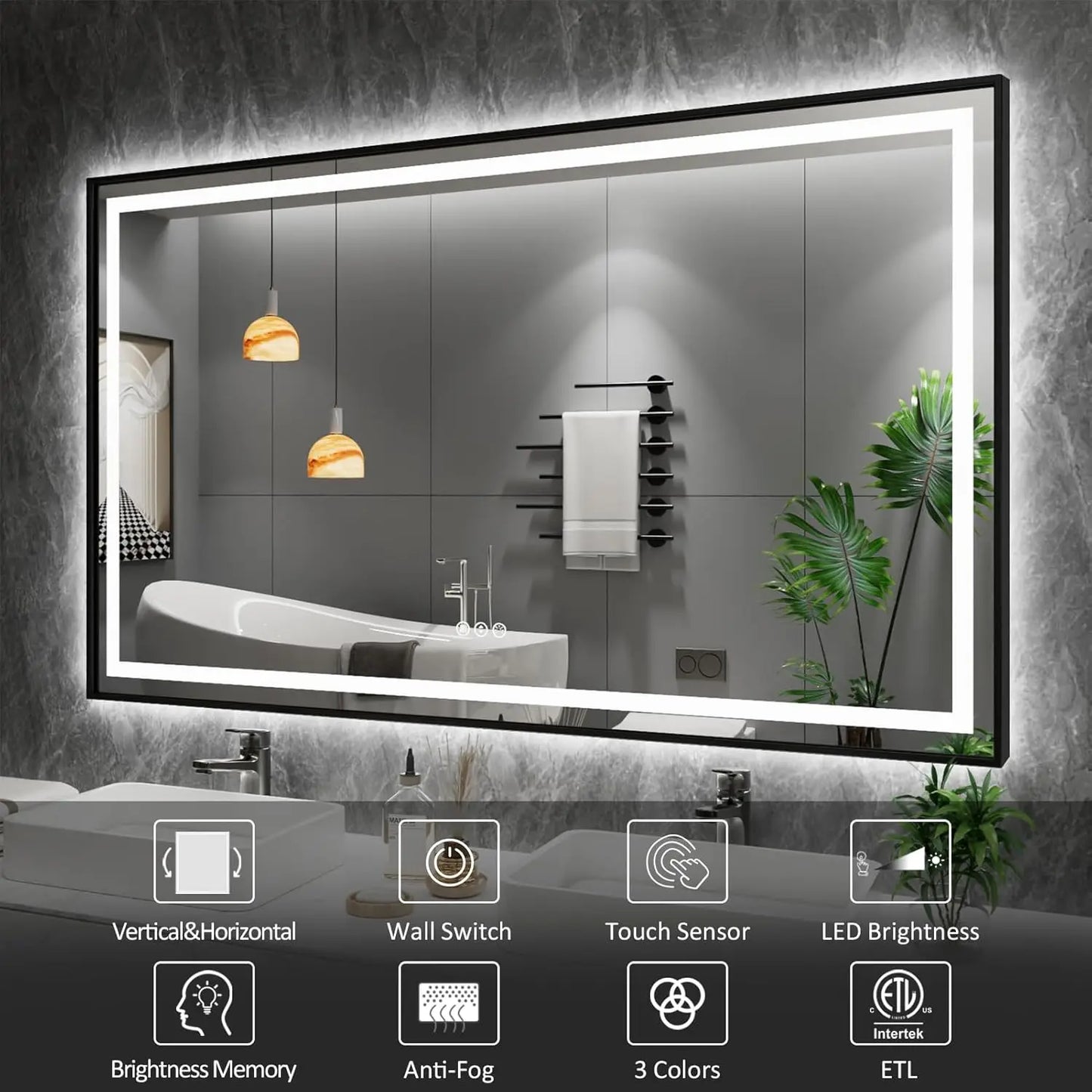 Black LED Bathroom Mirror