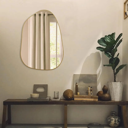 Golden Wood Framed Wall Mirror