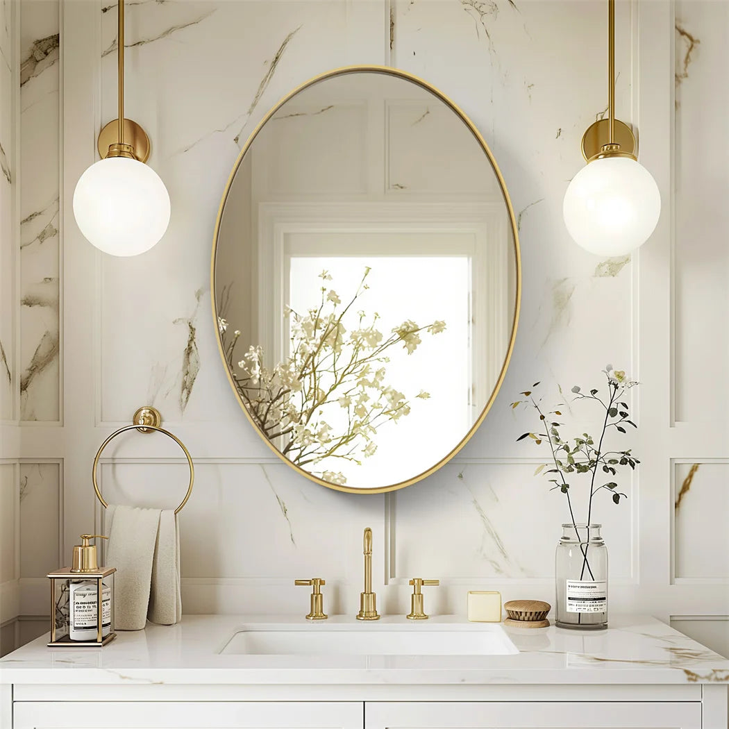 Brushed Gold Oval Mirror
