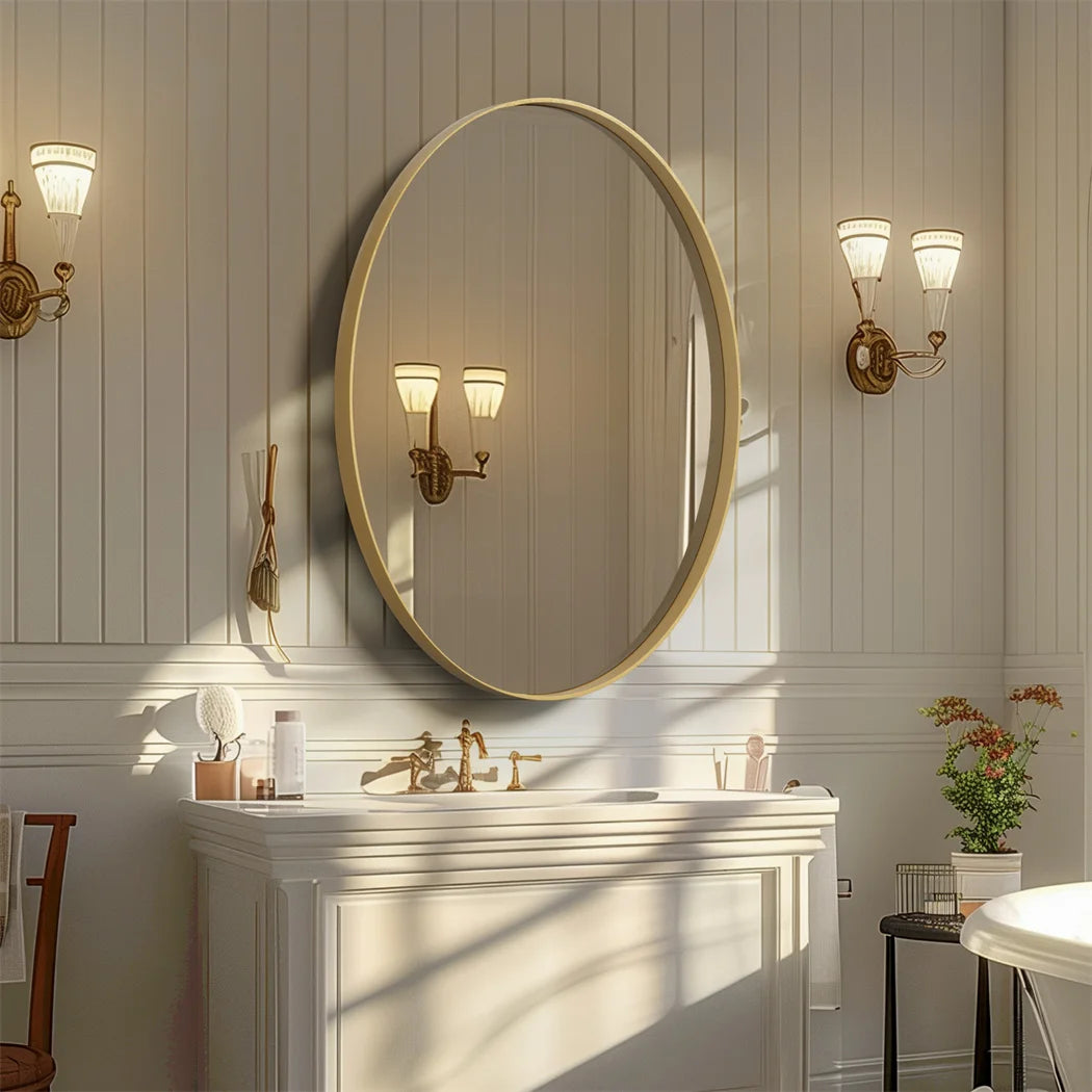 Brushed Gold Oval Mirror