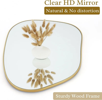 Golden Wood Framed Wall Mirror