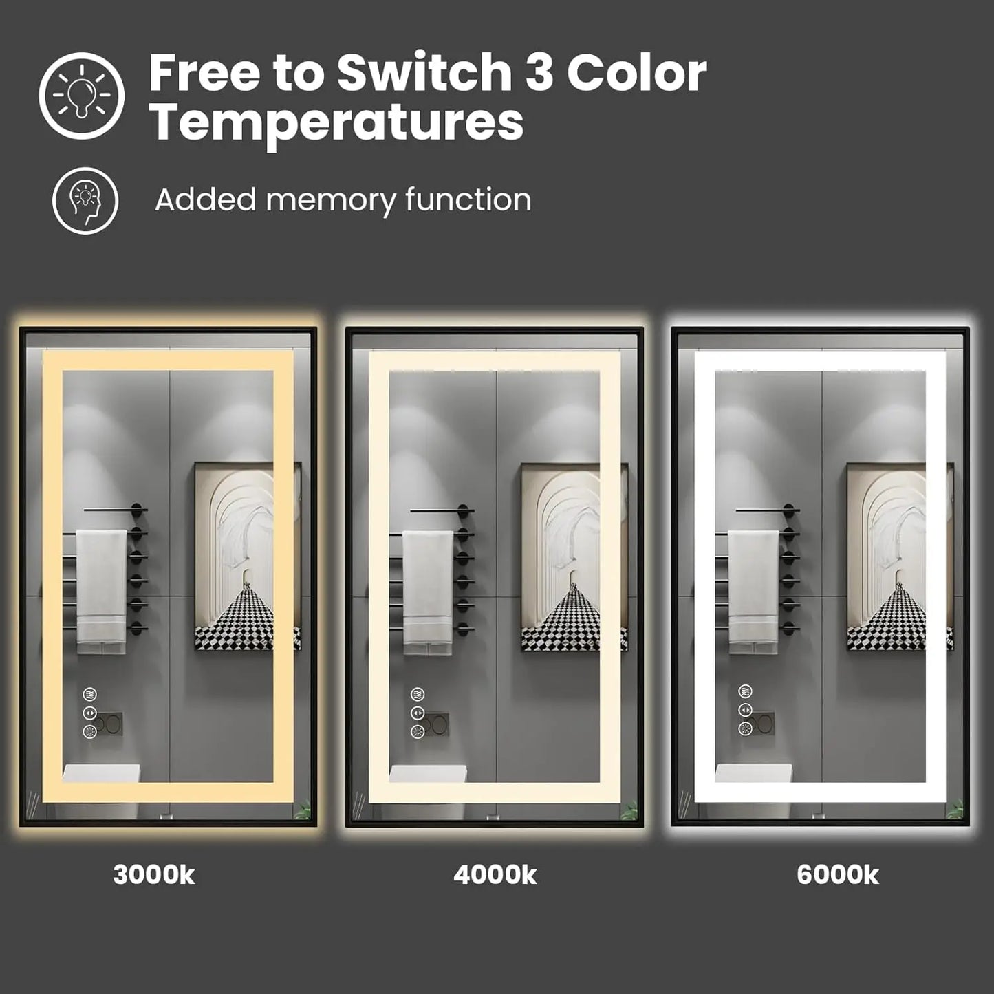 Black LED Bathroom Mirror